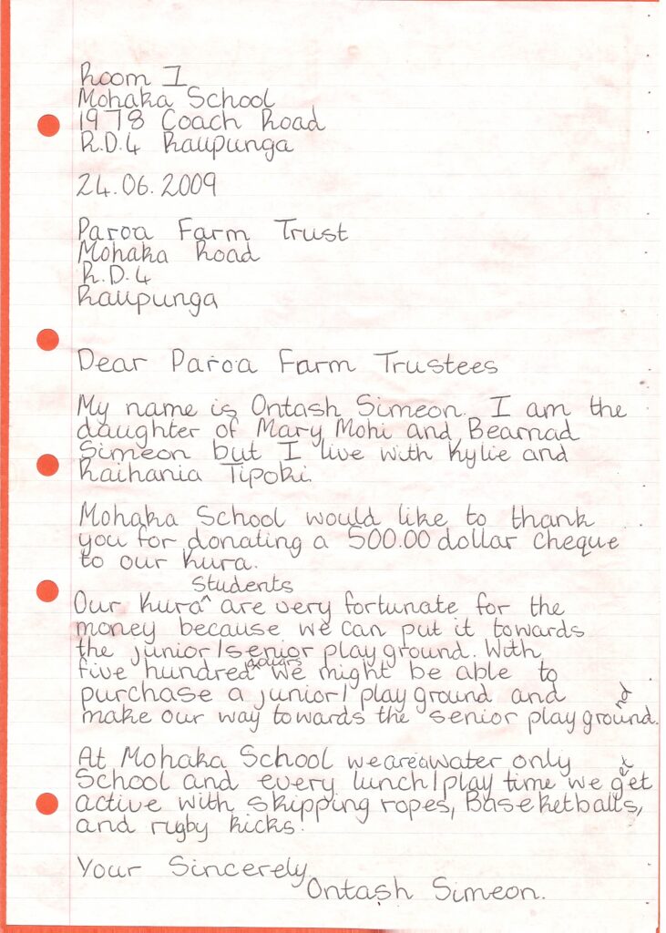 Community Mohaka School Koha Letter