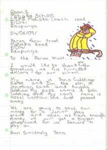 Community Mohaka School Tana Letter