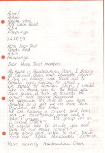 Community Mohaka School Thank You Letter