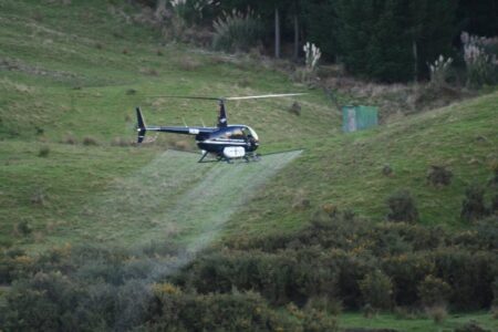 Farm Operations Helicopter Hillside Spraying